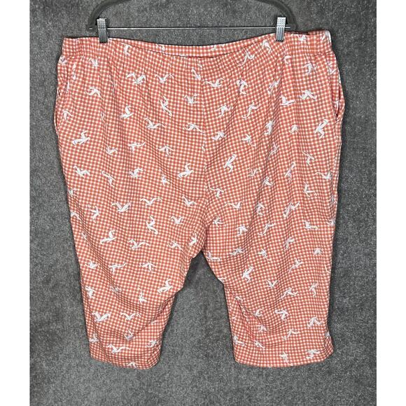 Lands End Capri Pants Womens Size 3X Orange Check Seagull Bird Pockets Pull‎ On - Picture 2 of 8